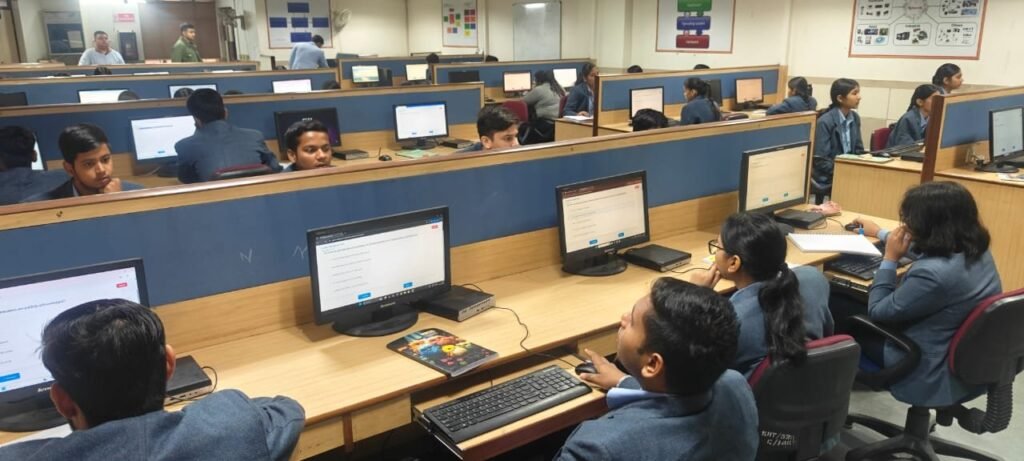 Students attempting the psychometric assessment in a computer lab